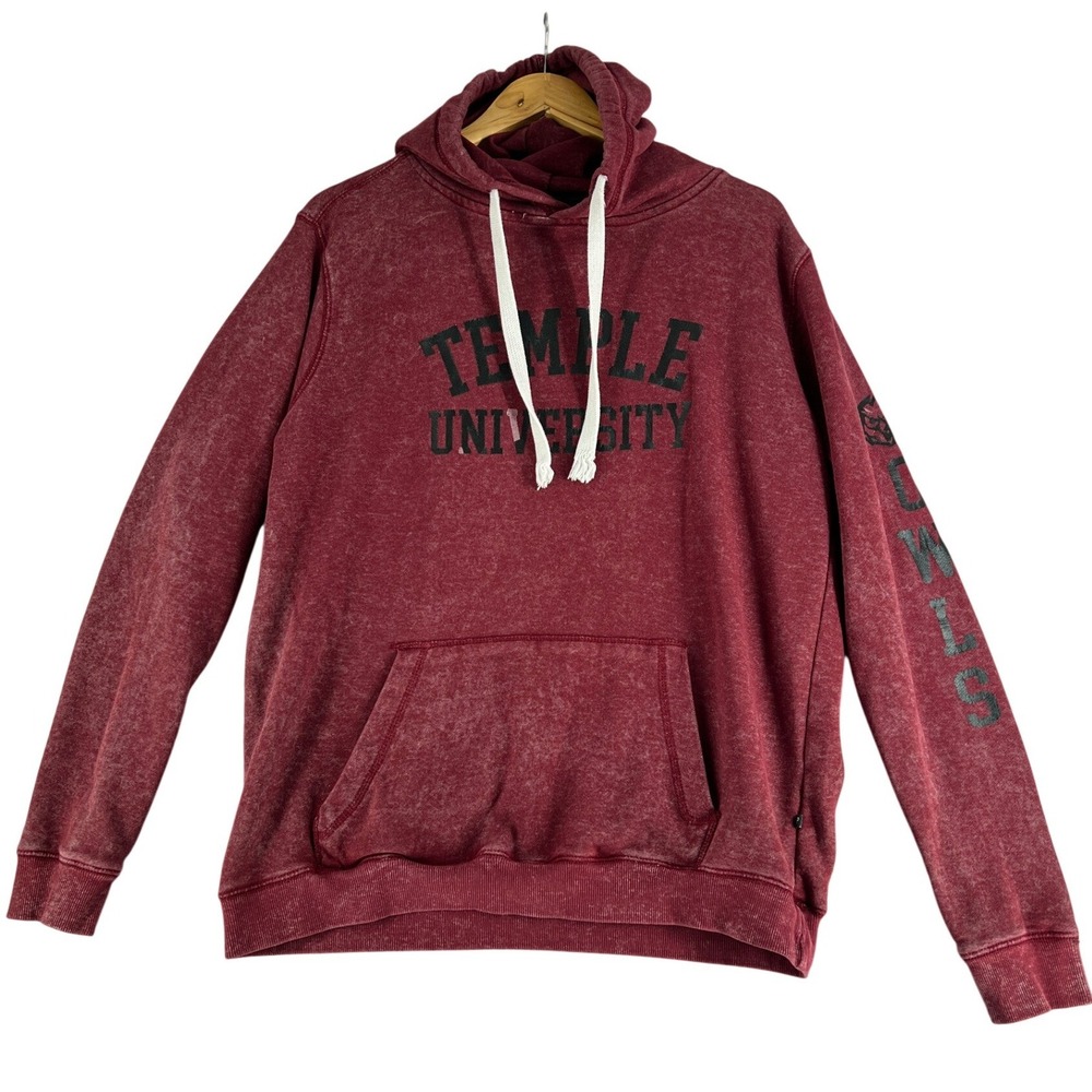 Pennant Temple University Y2K Inspired Owls Hoodie Maroon Acid Wash Sweatshirt M